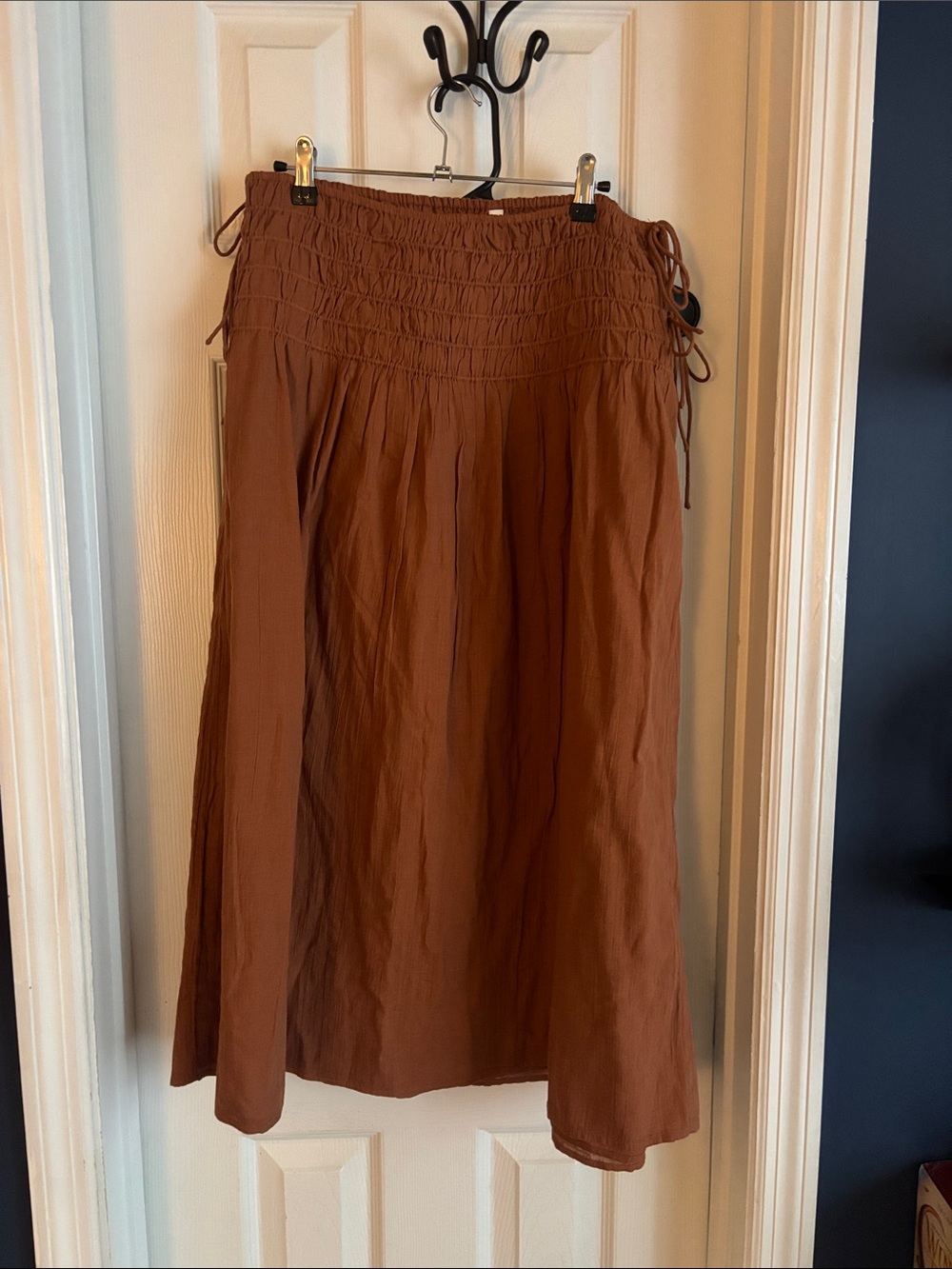 Women's Brown Smocked Waist Maxi Skirt